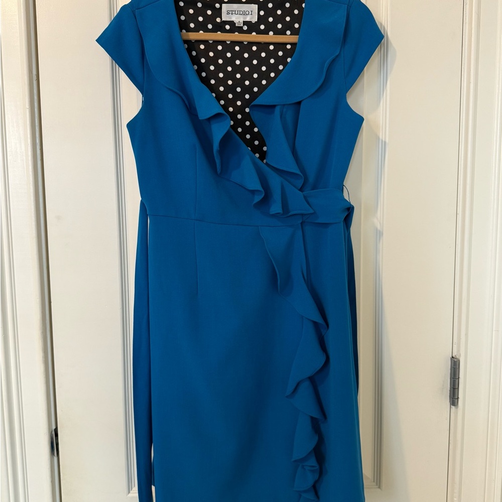 Studio Blue Ruffle Wrap Dress